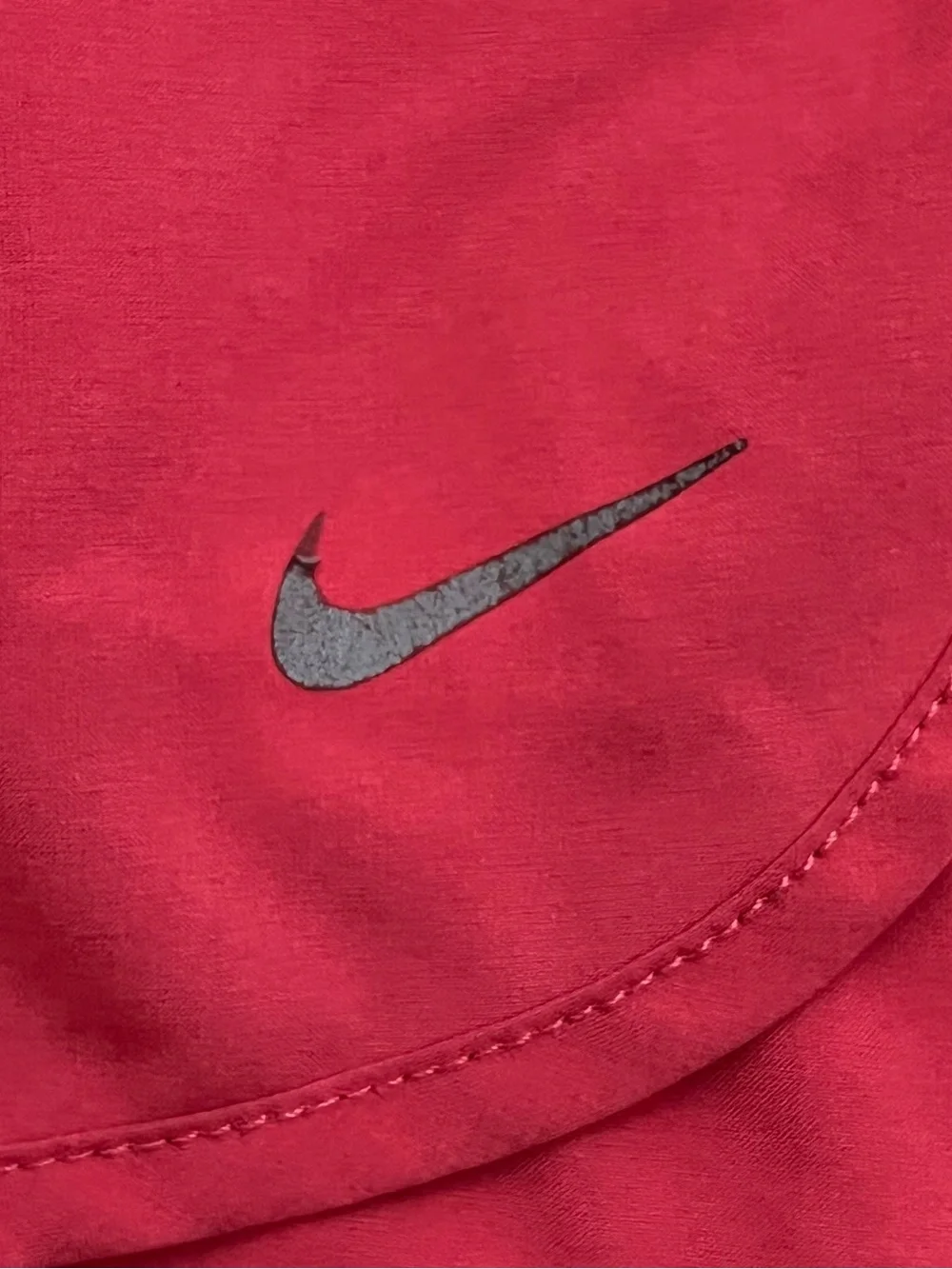 Nike Women's Dark Pink Gray Running Shorts with Patterned Black Waistband Small